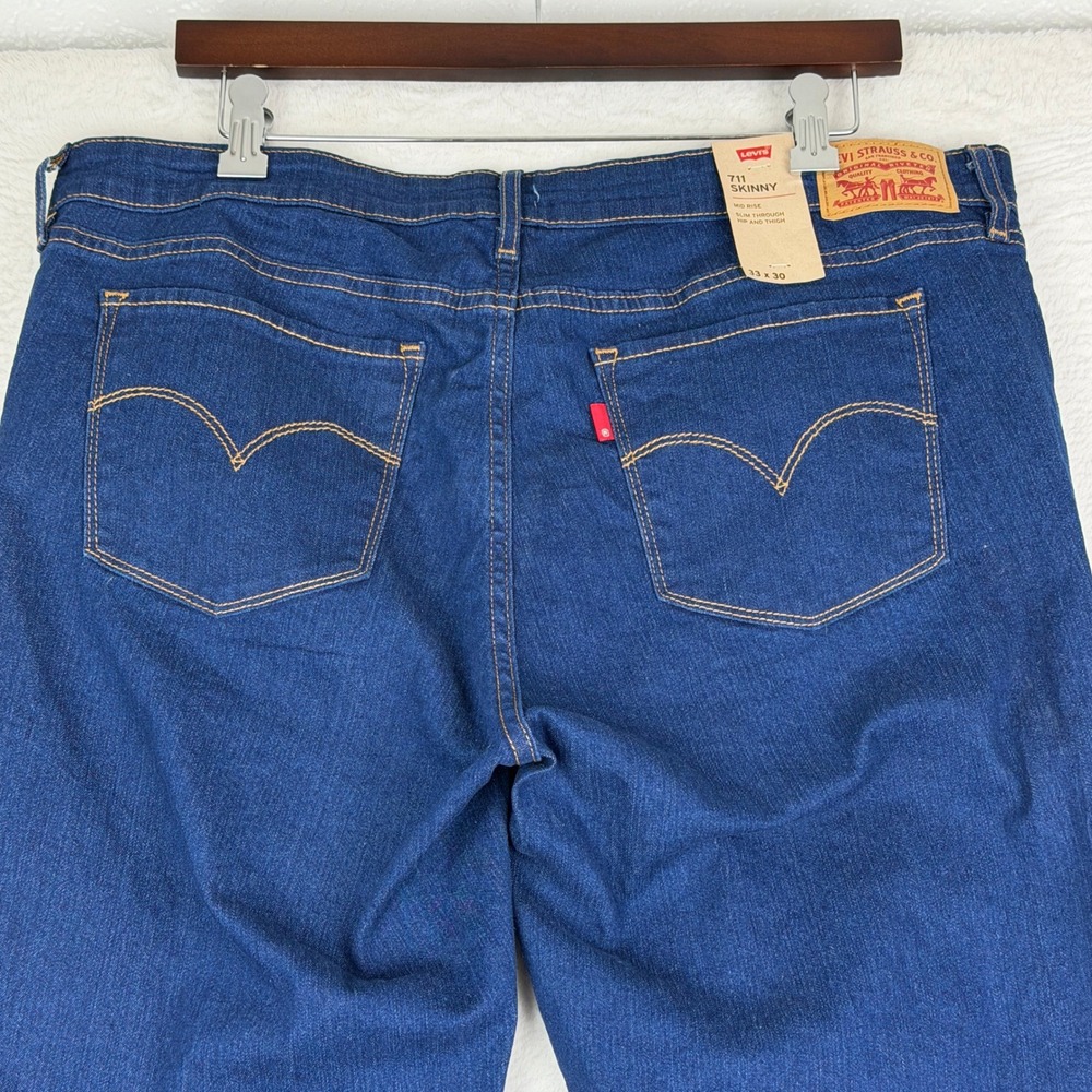 Levi's 711 Skinny Jeans Women 16 (33 x 30) Hypersoft Sculpt Dark Wash Denim - Picture 9 of 16